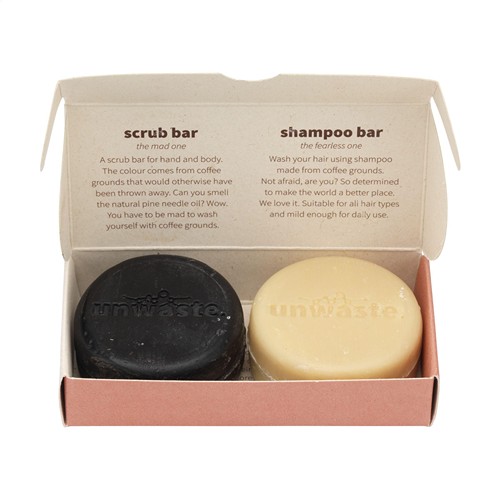 Unwaste Duopack Scrub & Shampoo bar Koffieolie Unwaste Duopack Scrub & Shampoo bar Koffieolie