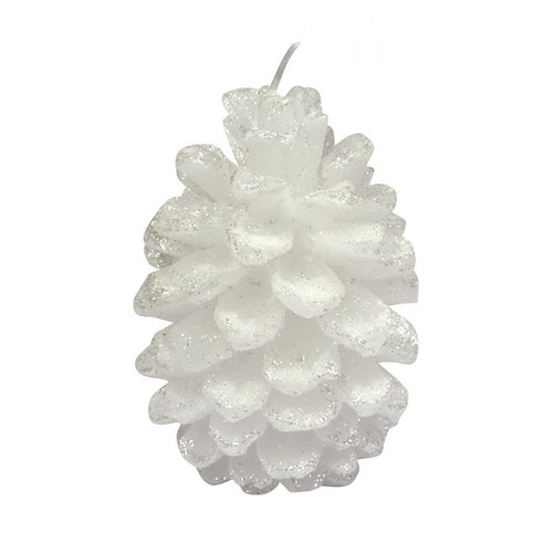 BOUGIE POMME DE PIN BLANCHE AVEC GLITTER BOUGIE POMME DE PIN BLANCHE AVEC GLITTER