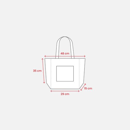 Bolsa con asas, bolsillo frontal y cierre cremallera.