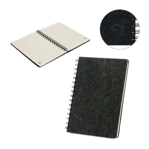 MISHIMA. A5 notitieblok met een semi-harde kaft van gerecycled vilt (100% rPET) met ringen en gelinieerde pagina's MISHIMA. A5 notitieblok met een semi-harde kaft van gerecycled vilt (100% rPET) met ringen en gelinieerde pagina's