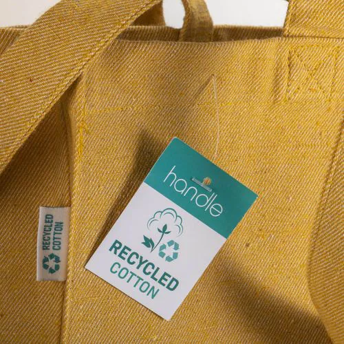 Shopper in cotone riciclato 280 g/m2, manici lunghi e soffietto Shopper in cotone riciclato 280 g/m2, manici lunghi e soffietto