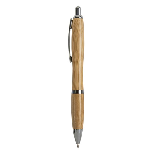 Push button ball pen in bamboo with chrome fittings