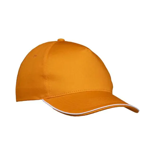Casquette en coton 5 panneaux, visière sandwich contrasté avec fermeture velcro