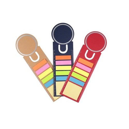 Memo holder, sticky notes, bookmark, notebook, ruler | Young