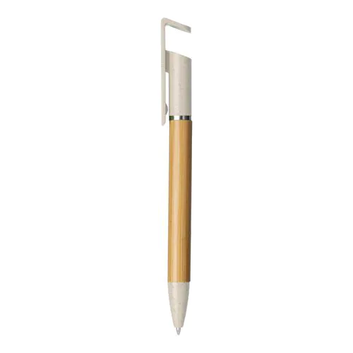 Bamboo and wheat straw twist pen with mobile phone stand Bamboo and wheat straw twist pen with mobile phone stand