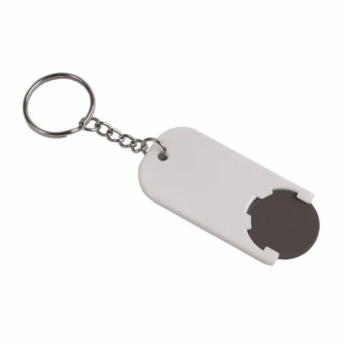 Plastic key ring with shopping trolley token