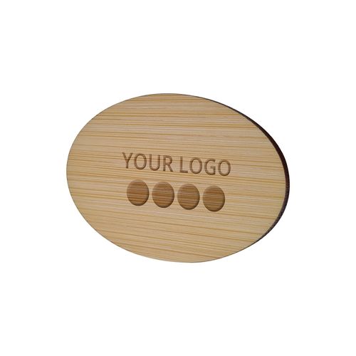 Badge Bamboo Oval 50 x 74 mm, Needle, Engraving Badge Bamboo Oval 50 x 74 mm, Needle, Engraving