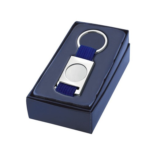 KEY CHAIN BLUE TEXTILE RIBBON W/CAVITY