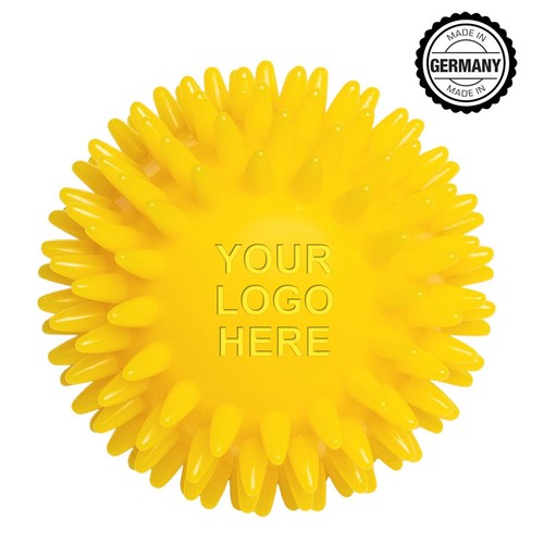 Balle de massage hérisson avec gaufrage rond (78 mm, jaune), "Made in Germany" Balle de massage hérisson avec gaufrage rond (78 mm, jaune), "Made in Germany"