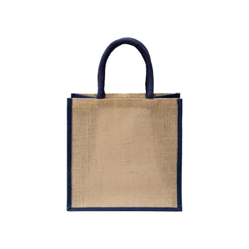 Mini tote bag en toile de jute avec anses et inserts colorés Mini tote bag en toile de jute avec anses et inserts colorés