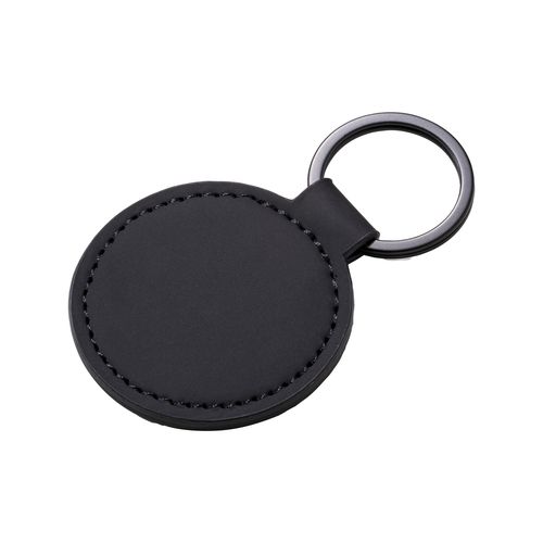 Porte-clés rond en PU souple. Avec anneau en métal