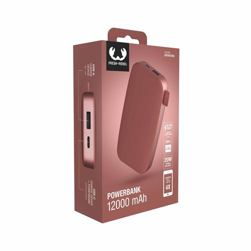 Fresh 'n Rebel Powerbank 12000 mAh USB-C Safari Red Fresh 'n Rebel Powerbank 12000 mAh USB-C Safari Red