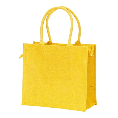 Bolsa de yute con asas de algodón. Equipada con cierre de cremallera Bolsa de yute con asas de algodón. Equipada con cierre de cremallera