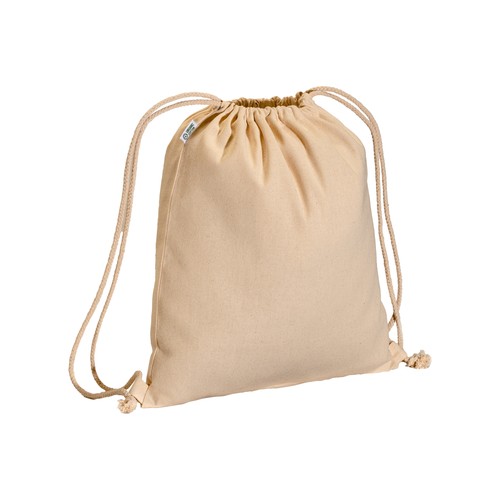 220 g/m2 Organic cotton backpack, with drawstring closure