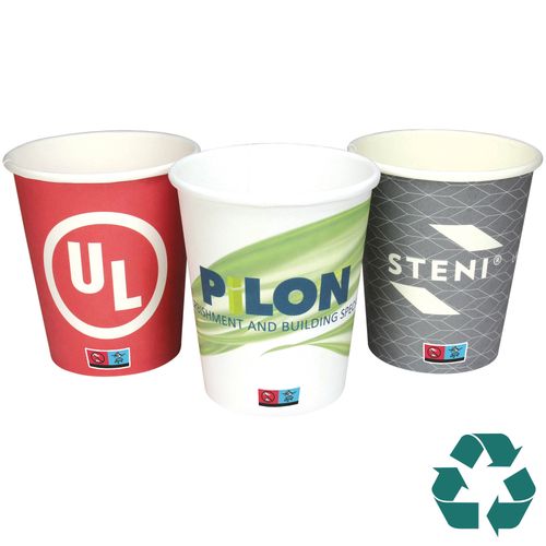 Recycelbarer einwandiger Pappbecher - Vollfarbe (8oz/230ml)