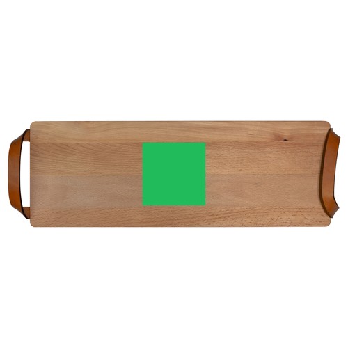 Plank met leren handvaten beuken 48x17 cm