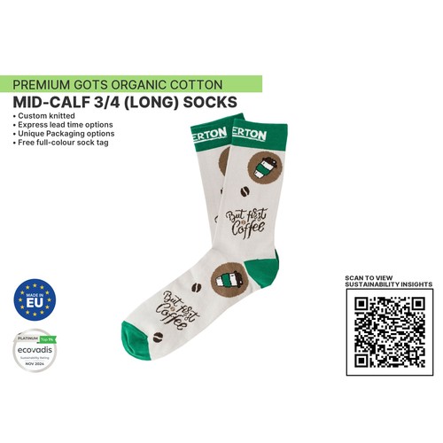 Premium ORGANIC Mid Calf 3/4 (Long sock) by KINGLY