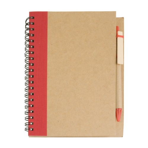 Cahier anneaux en papier recyclable avec stylo en carton Cahier anneaux en papier recyclable avec stylo en carton