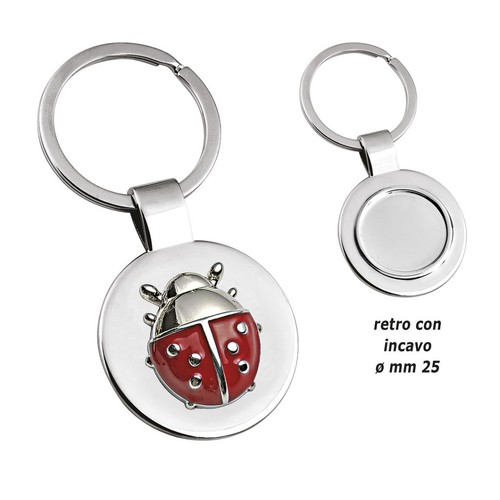 PORTE-CLES COCCINELLE ROUGE/ CREUX