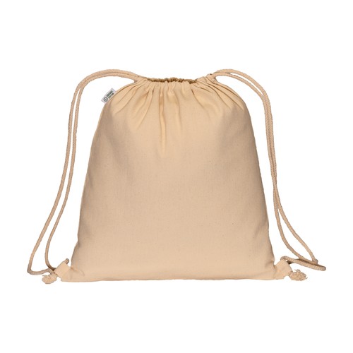 220 g/m2 Organic cotton backpack, with drawstring closure