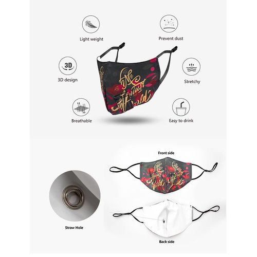 Masque en tissu avec trou de paille