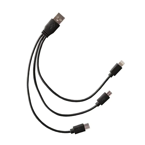 CABLE 3 EN 1 EN PLASTIQUE POUR RECHARGE