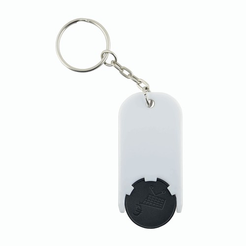 Plastic key ring with shopping trolley token