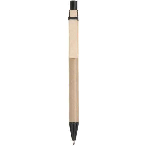 Recycled paper snap pen, coloured PP and wheat straw details, wooden clip