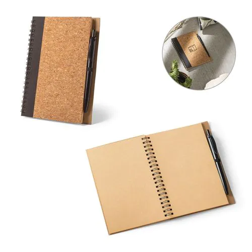 VICENTE. B6-Notizbuch aus Kork und Recyceltes Polyester (100% rPET) mit Kugelschreiber VICENTE. B6-Notizbuch aus Kork und Recyceltes Polyester (100% rPET) mit Kugelschreiber