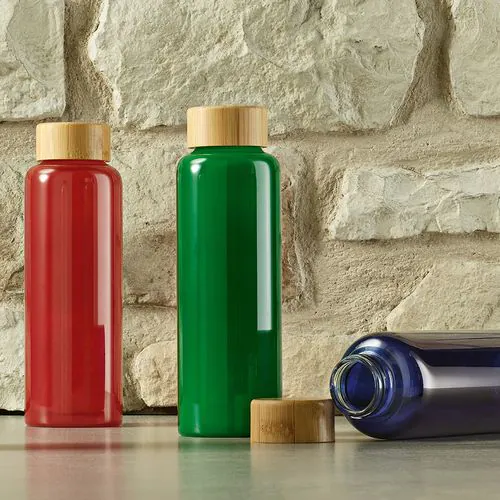 Borraccia Indus 510ml in vetro borosilicato con tappo in bambù