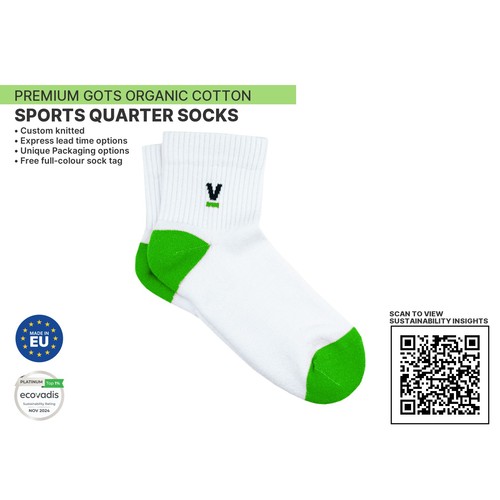 Premium ORGANIC Sports 1/4 Quarter Socks by KINGLY