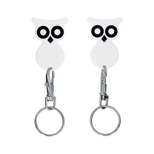 PORTE-CLE MOUSQUETON AVEC JETON FORME HIBOU PORTE-CLE MOUSQUETON AVEC JETON FORME HIBOU
