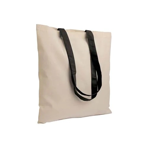 Shopper en coton naturel 135 g/m2, anses longues colorées Shopper en coton naturel 135 g/m2, anses longues colorées
