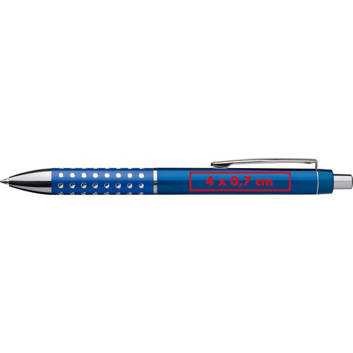 Plastic ball pen with sparkling dot grip zone