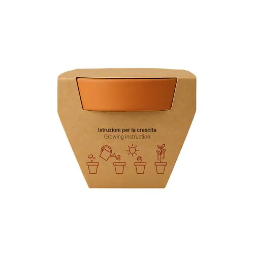 Maceta de terracota natural con turba y cápsula biodegradable con semillas