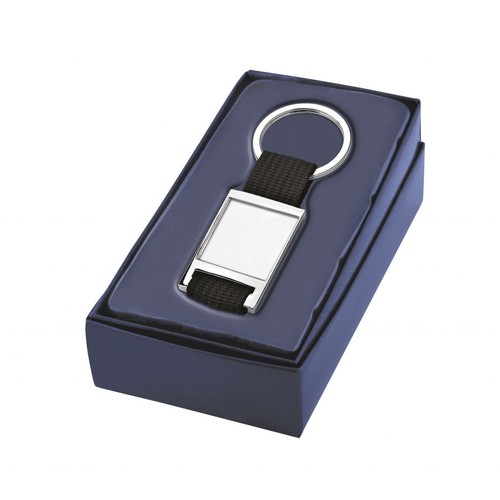 PORTE-CLÉS TISSU NOIR CREUX 25X25 MM