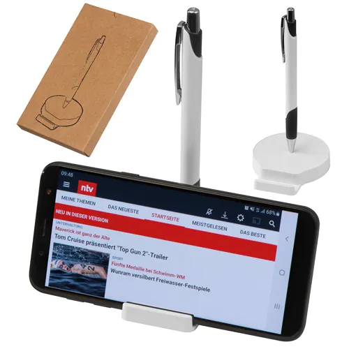 Mobile phone holder with magnetic function, includes metal ballpen Mobile phone holder with magnetic function, includes metal ballpen