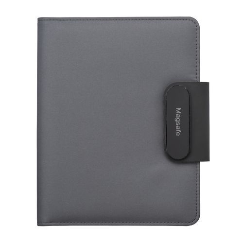 A5 organizer folder in R-PET with lock and magnetic closure that lights up
