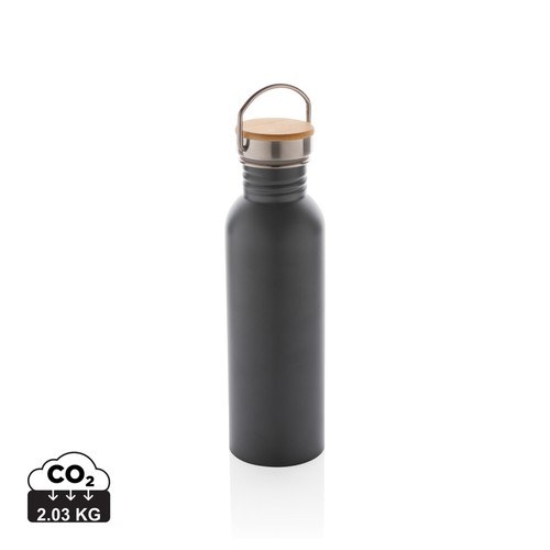 Bouteille en acier inoxydable avec couvercle en bambou Bouteille en acier inoxydable avec couvercle en bambou