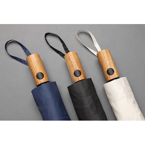 Mini parapluie 21" à ouverture auto en bois d'acacia Kaycey Mini parapluie 21" à ouverture auto en bois d'acacia Kaycey