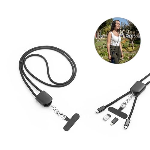 ZEWAIL. Lanière avec support pour smartphone inclus, câble USB-C et divers adaptateurs en ABS recyclé et TPE recyclé ZEWAIL. Lanière avec support pour smartphone inclus, câble USB-C et divers adaptateurs en ABS recyclé et TPE recyclé