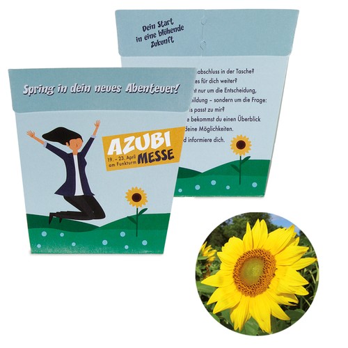 Carte POTTI - kit de graines (papier blanc) - Tournesol