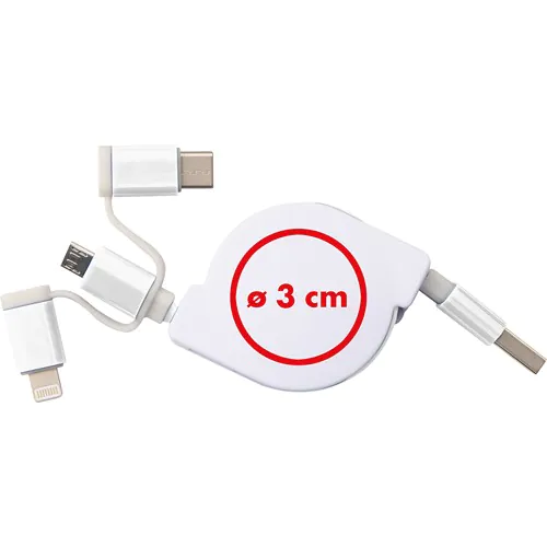 Câble de recharge extensible avec 3 prises Câble de recharge extensible avec 3 prises