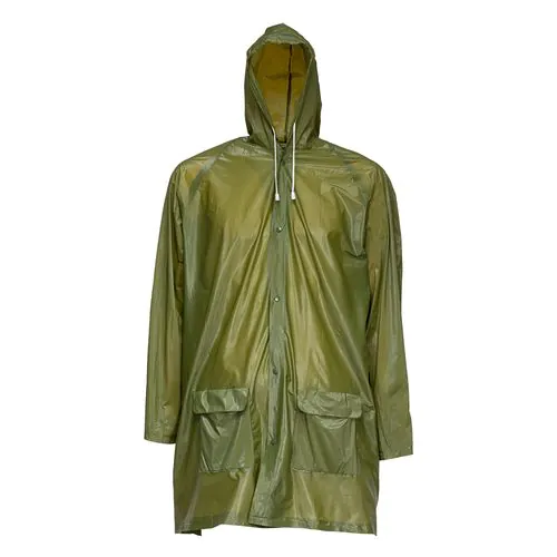 Embossed PVC (200 g) raincoat, supplied in a pocket-sized bag. One size Embossed PVC (200 g) raincoat, supplied in a pocket-sized bag. One size