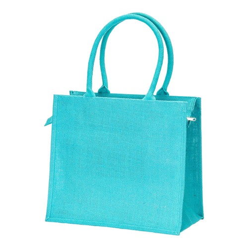 Bolsa de yute con asas de algodón. Equipada con cierre de cremallera Bolsa de yute con asas de algodón. Equipada con cierre de cremallera