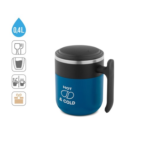 MALDINI. Mug de voyage avec paroi intérieure en acier inoxydable et finition mate, 400 ml