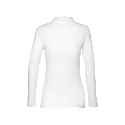 THC BERN WOMEN WH. Polo da donna a manica lunga in cotone cardato