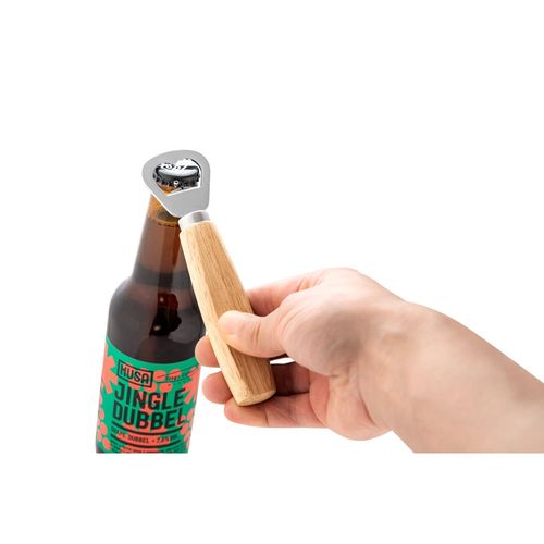 HOLZ. Flessenopener van metaal en hout