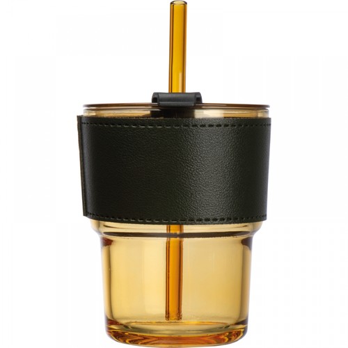 Coloured drinking glass with glass straw 400 ml Coloured drinking glass with glass straw 400 ml
