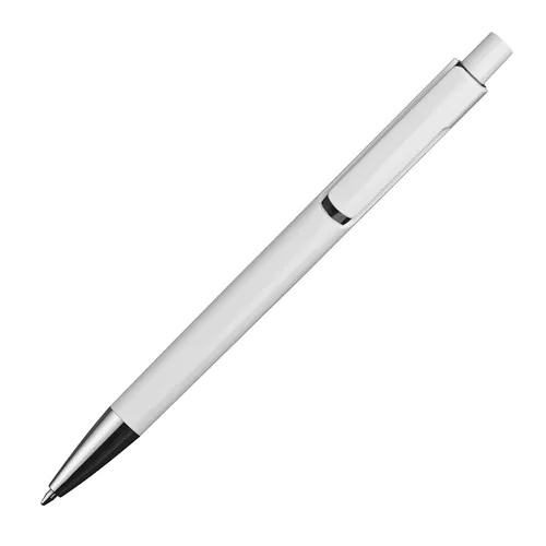Balpen van wit kunststof met gekleurde applicaties